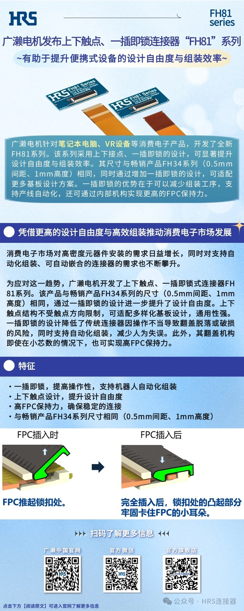 【新品发布】广濑电机发布上下触点、一插即锁710寰宇连接器&ldquo;FH81&rdquo;系列