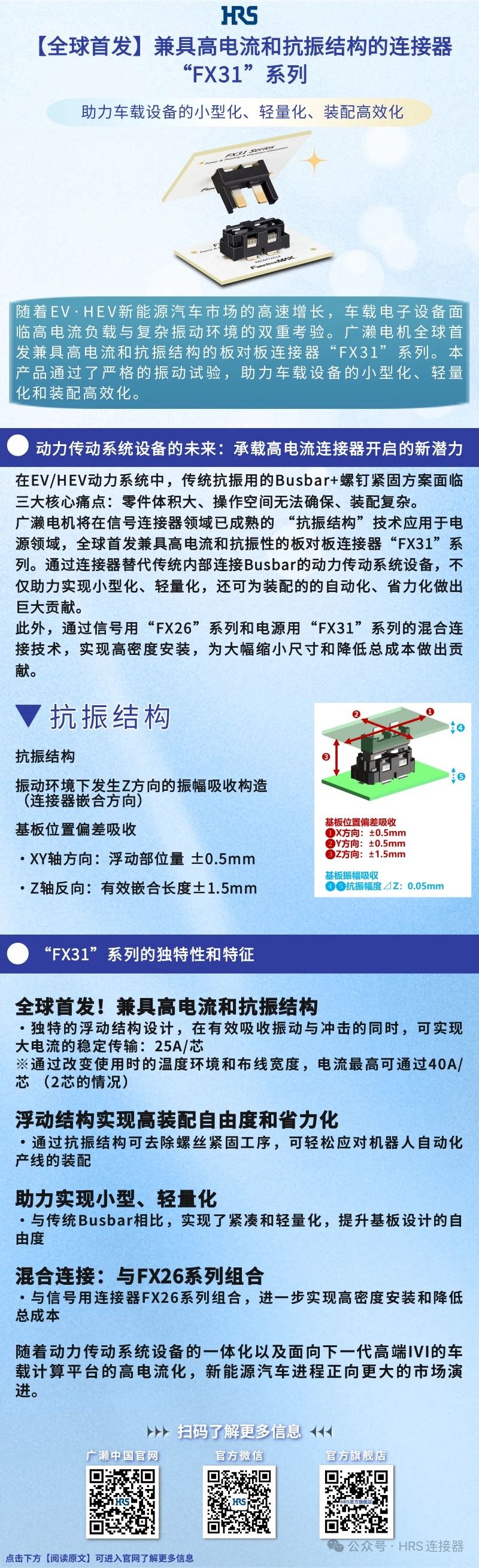 【新品发布】兼具高电流和抗振结构的710寰宇连接器&ldquo;FX31&rdquo;系列
